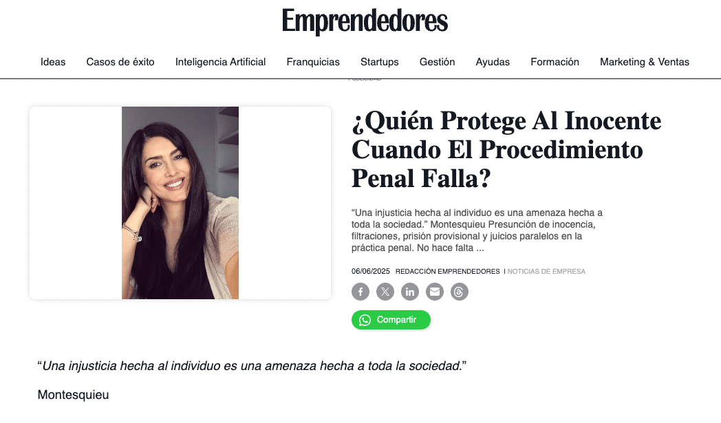 Artículo sobre Quién protege al inocente cuando el procedimiento penal falla