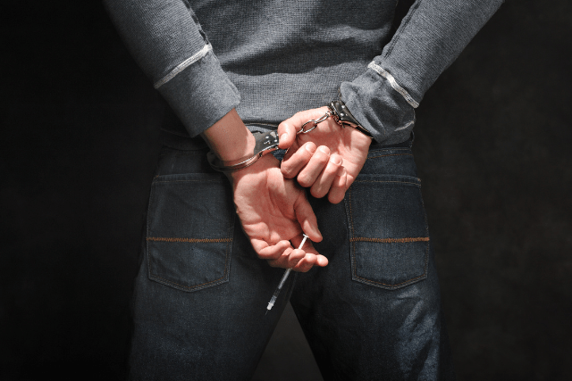Hombre esposado por tráfico de drogas