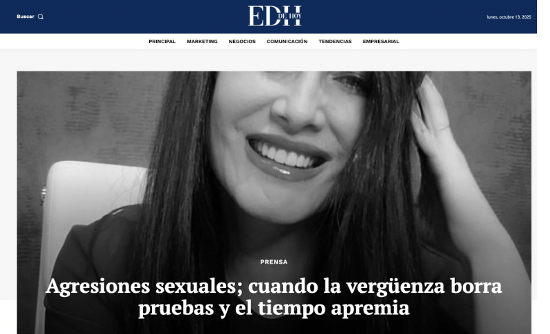Portada entrevista en Emprendedores hoy sobre la vergüenza en la denuncia de agresiones sexuales